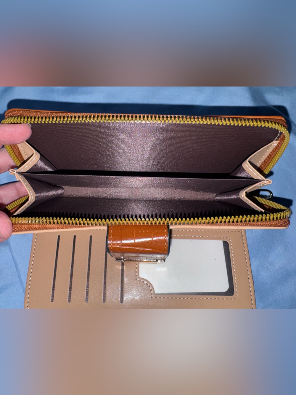 Tan Faux Leather Buckle Wallet - Picture 6 of 9